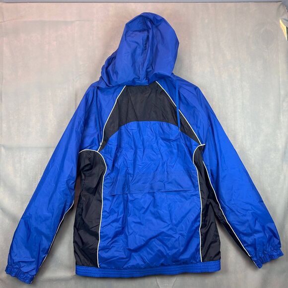 Puma Windbreaker Jacket Men's Large Blue Black Hooded Soccer CISAC 2008 Champion - Picture 4 of 6
